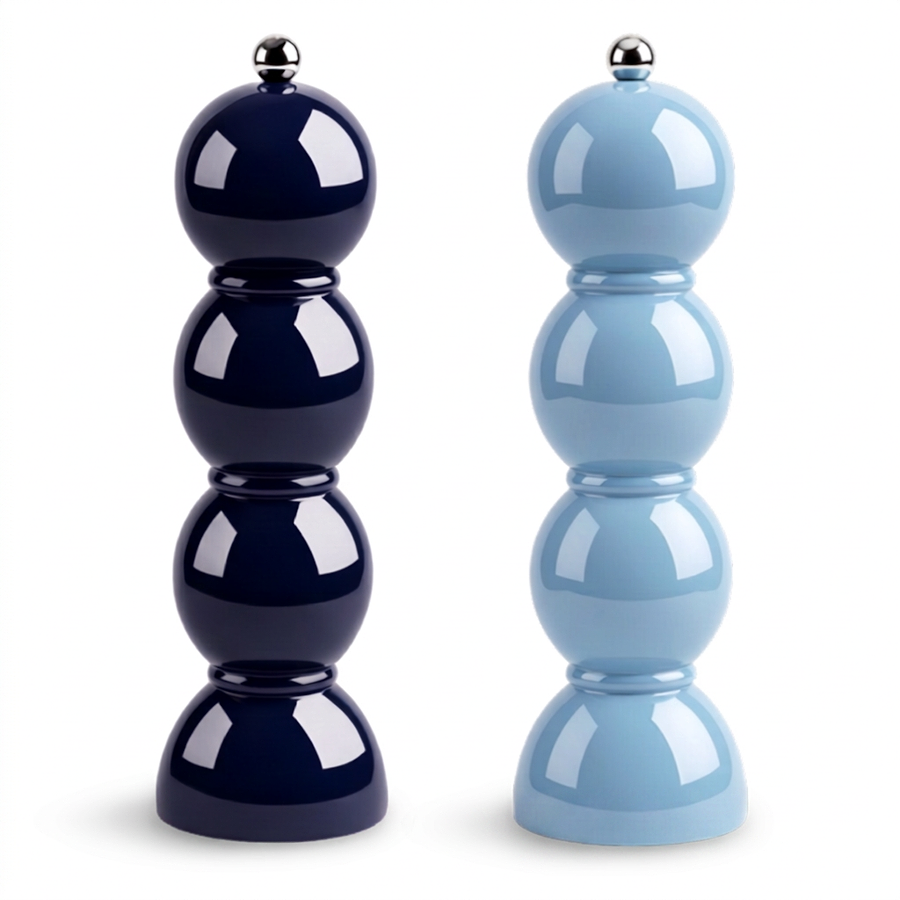 Navy and Periwinkle Bobbin Salt & Pepper Mills