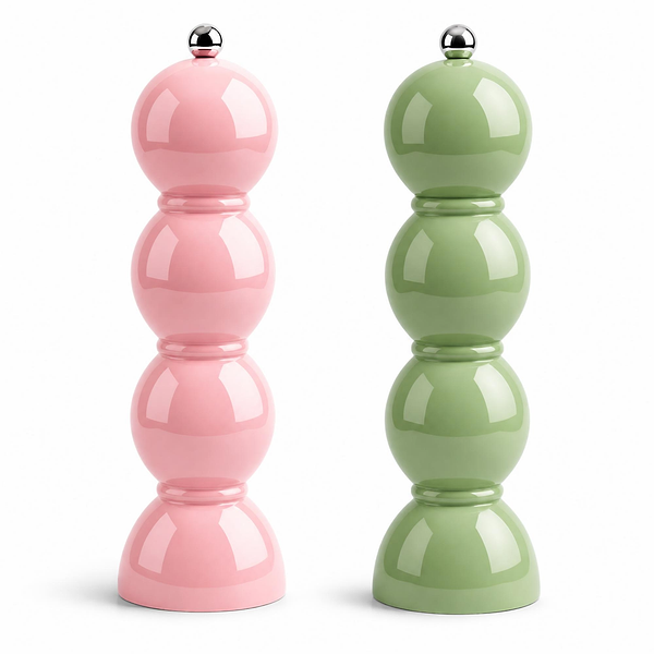 Pink and Sage Bobbin Salt & Pepper Mills