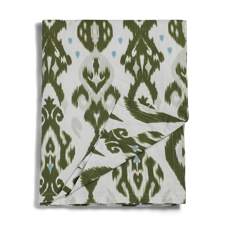 Ikat Khaki Linen Tablecloth