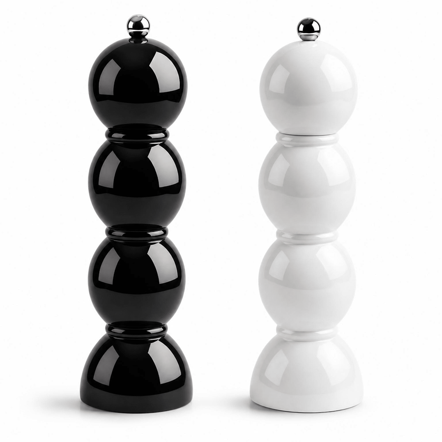 Black and White Bobbin Salt & Pepper Mills - Addison Ross Ltd UK