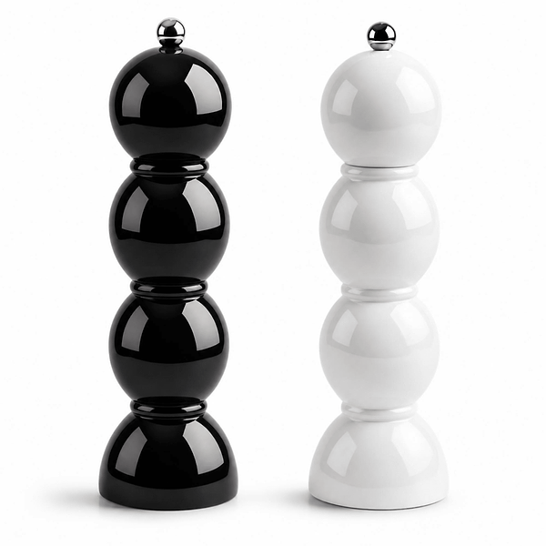 Black and White Bobbin Salt & Pepper Mills