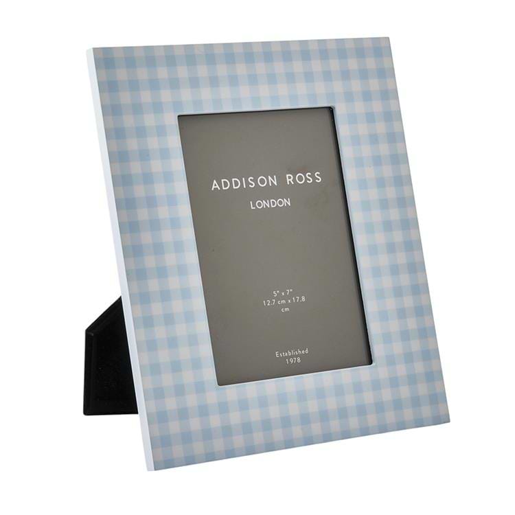 Blue Gingham Lacquer Photo Frame - Addison Ross Ltd UK