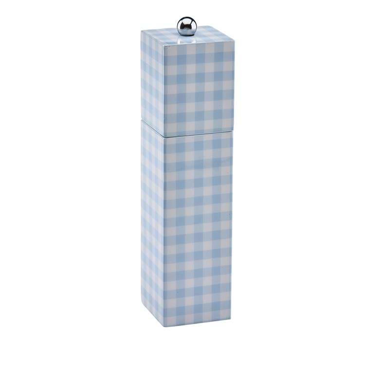 Blue Gingham Square Pillar Salt or Pepper Mill - Addison Ross Ltd UK