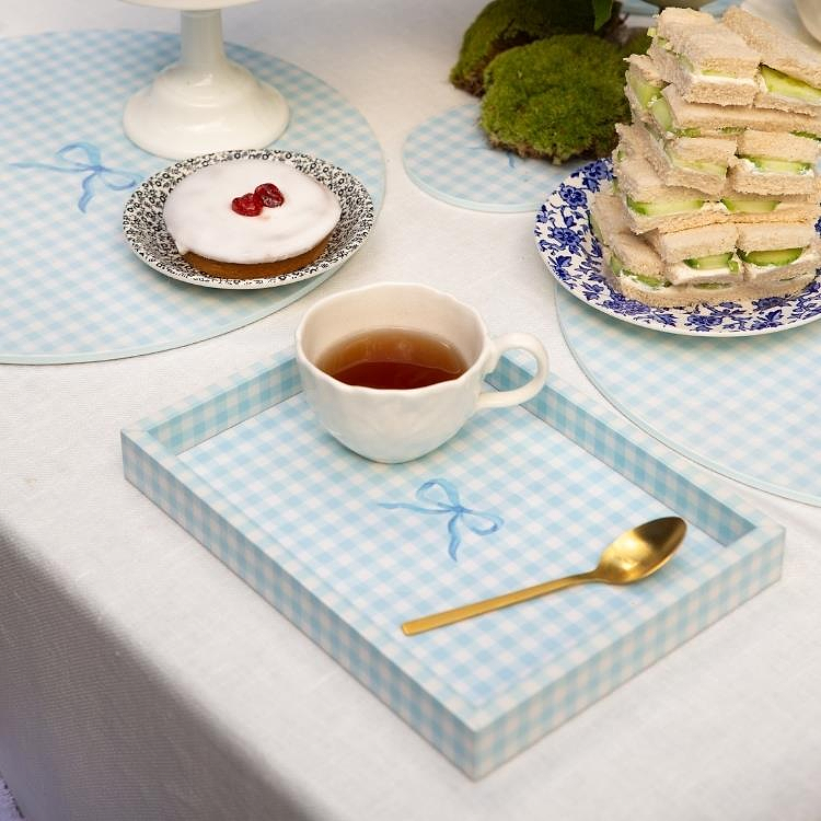 Blue Small Gingham Tray - Addison Ross Ltd UK
