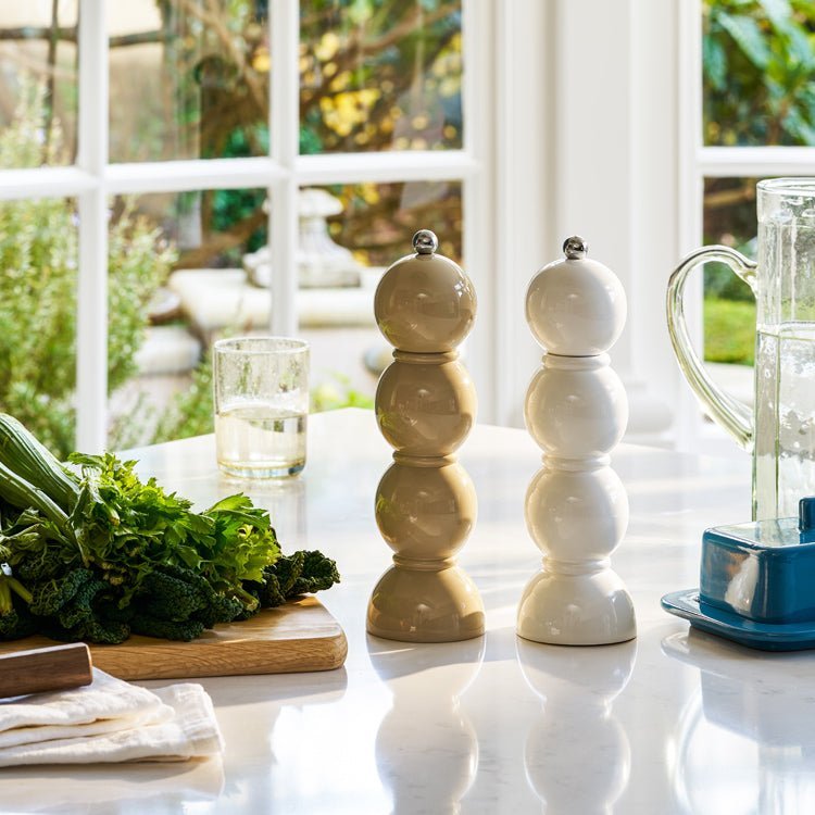Cappuccino and White Bobbin Salt & Pepper Mills - Addison Ross Ltd UK