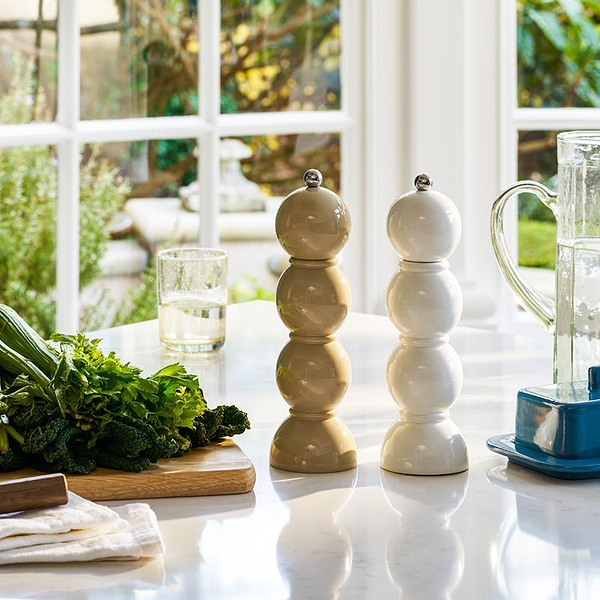 Cappuccino and White Bobbin Salt & Pepper Mills - Addison Ross Ltd UK