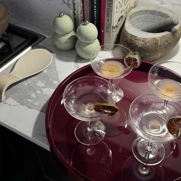 Cherry Straight Round Medium Lacquered Tray - Addison Ross Ltd UK