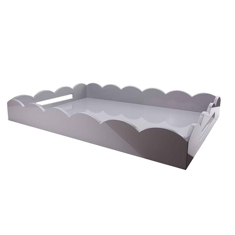 Chiffon Grey Large Lacquered Scallop Ottoman Tray - Addison Ross Ltd UK