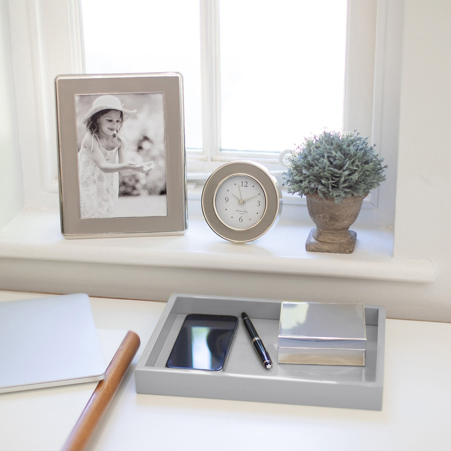Chiffon Grey Small Lacquered Tray - Addison Ross Ltd UK