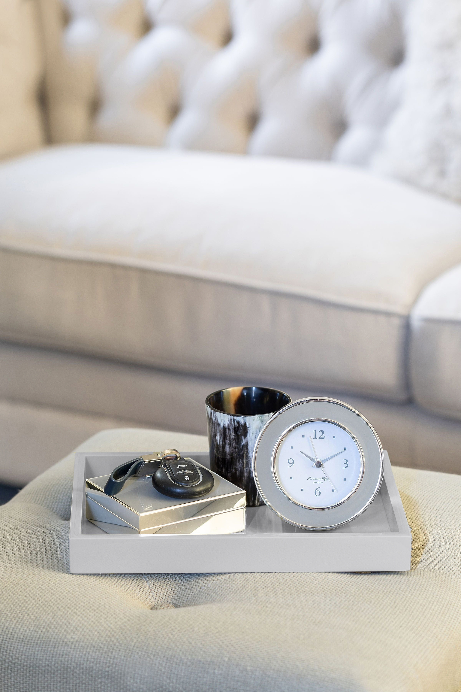 Chiffon Grey Small Lacquered Tray - Addison Ross Ltd UK