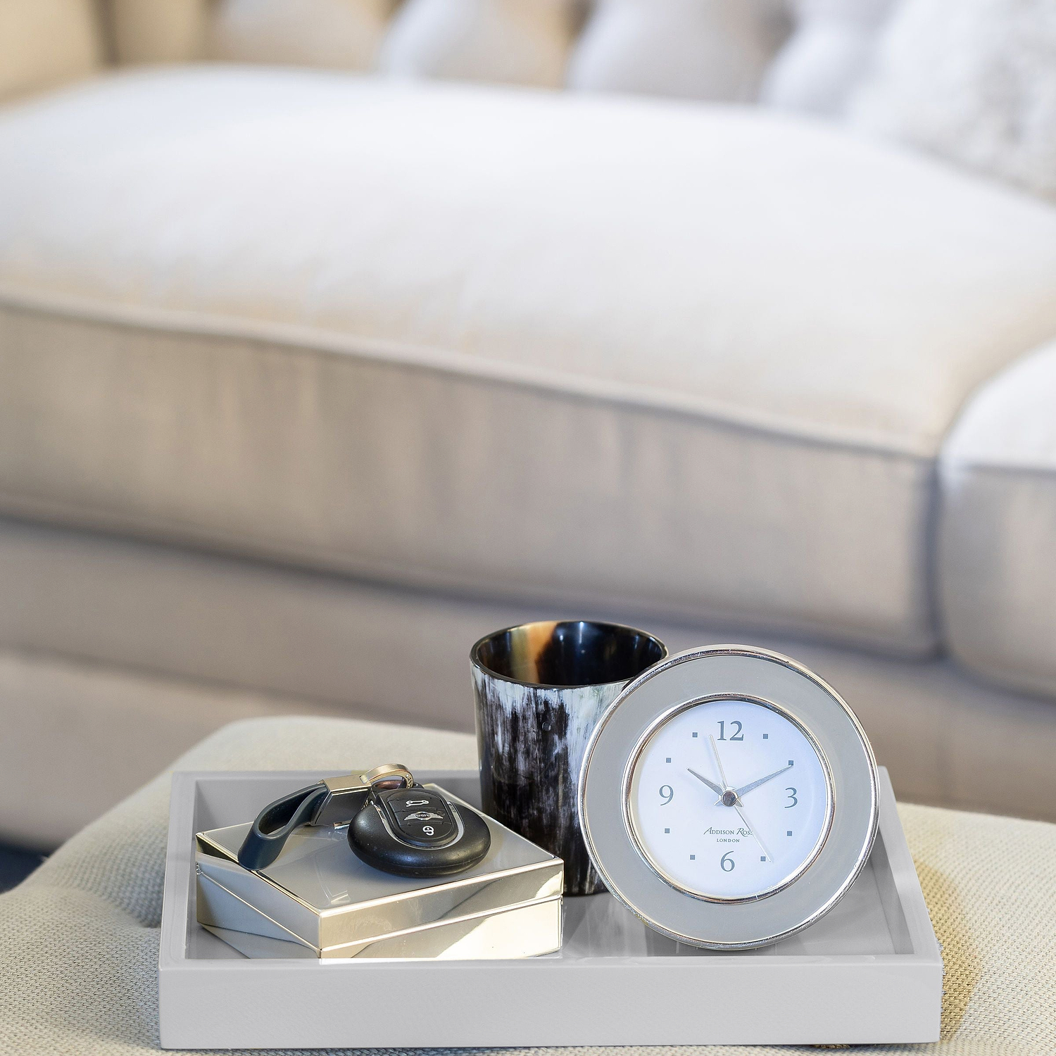 Chiffon Grey Small Lacquered Tray - Addison Ross Ltd UK