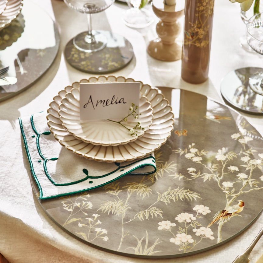 Grey Chinoiserie Coasters - Set of 4 - Addison Ross Ltd UK