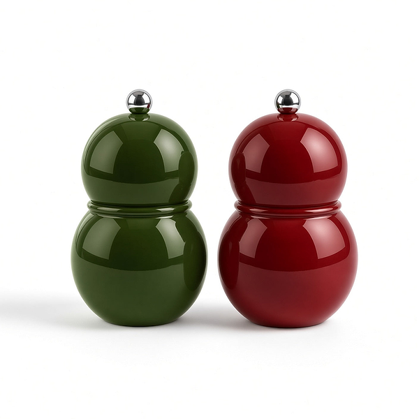 Khaki and Cherry Chubbie Salt & Pepper Mill Set