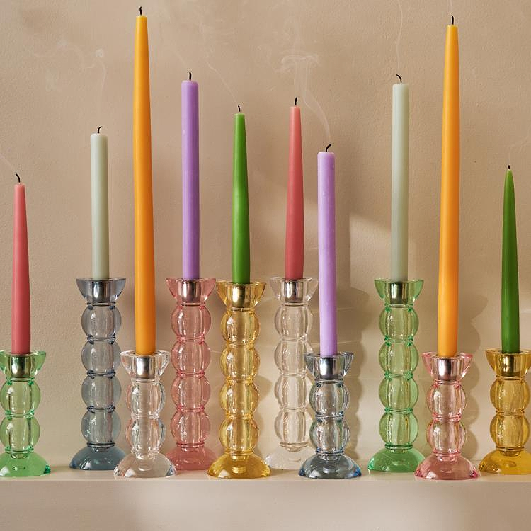 Icy Bobbin Candlestick Clear 23cm - Addison Ross Ltd UK