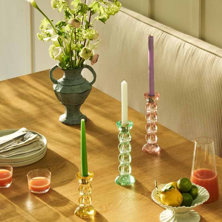 Icy Bobbin Candlestick Green 23cm - Addison Ross Ltd UK