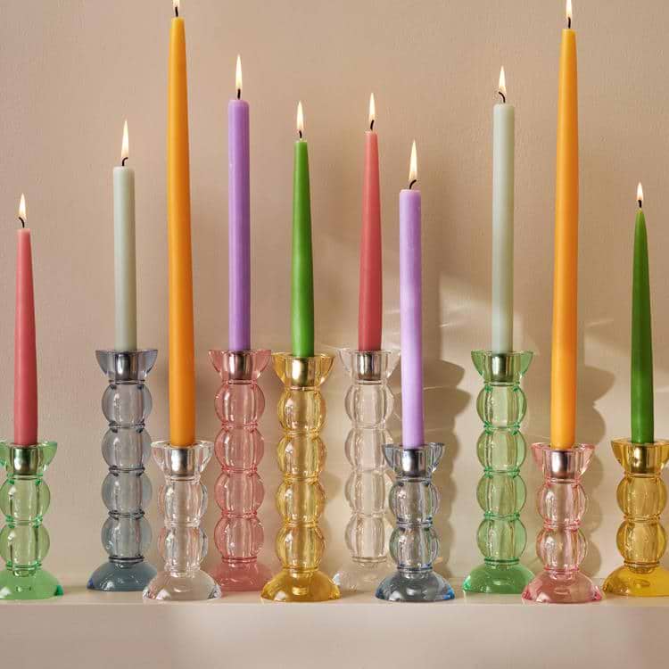 Icy Bobbin Candlestick Orange 23cm - Addison Ross Ltd UK