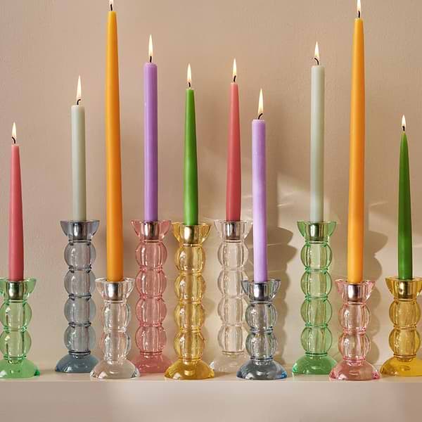 Icy Bobbin Candlestick Orange 23cm - Addison Ross Ltd UK