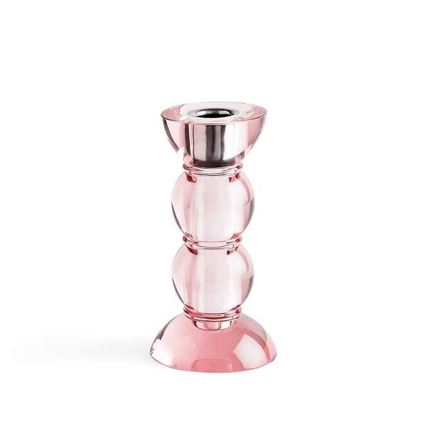 Icy Bobbin Candlestick Pink 14cm