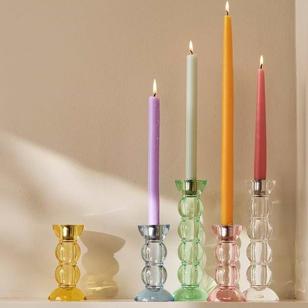 Icy Bobbin Candlestick Pink 14cm - Addison Ross Ltd UK