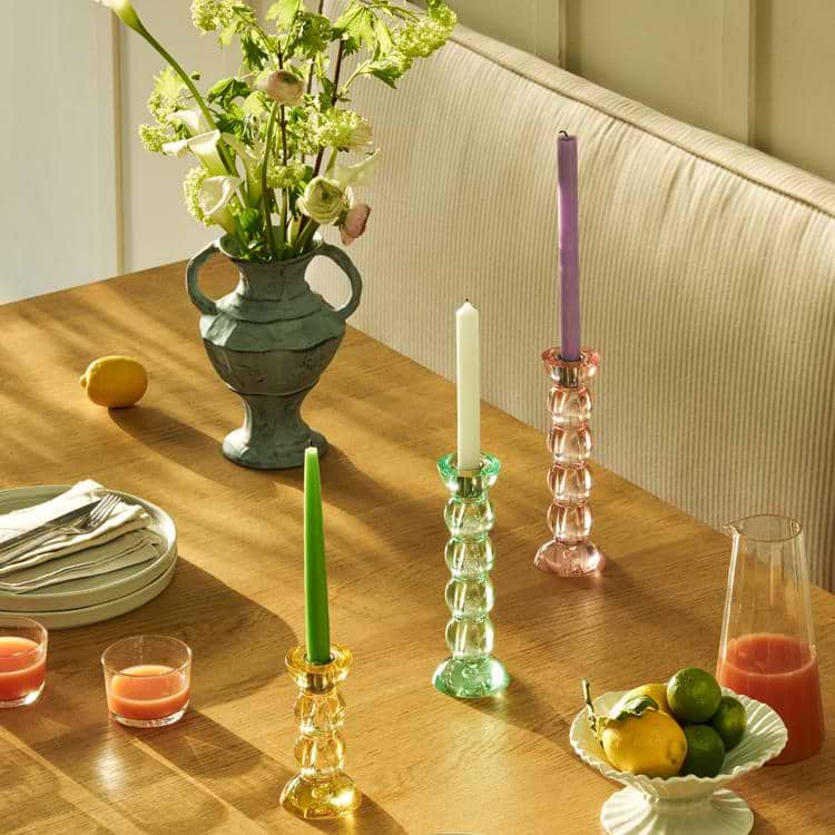 Icy Bobbin Candlestick Pink 23cm - Addison Ross Ltd UK
