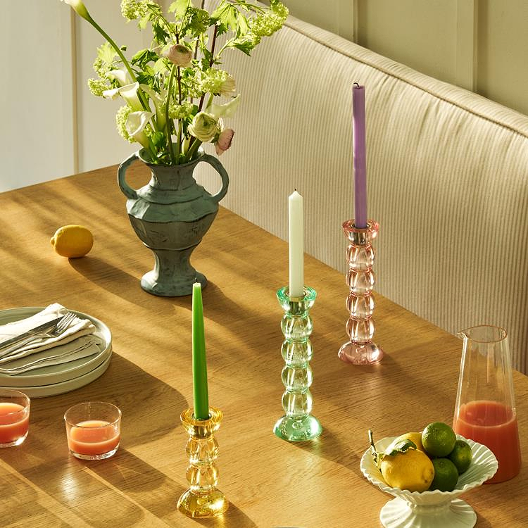 Icy Bobbin Candlestick Pink 23cm - Addison Ross Ltd UK