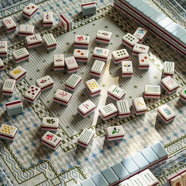 Ikat Green Mahjong Mat - Addison Ross Ltd UK