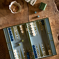 Ikat Khaki Lacquered Backgammon Set - Addison Ross Ltd UK