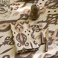 Ikat Mink Linen Tablecloth - Addison Ross Ltd UK