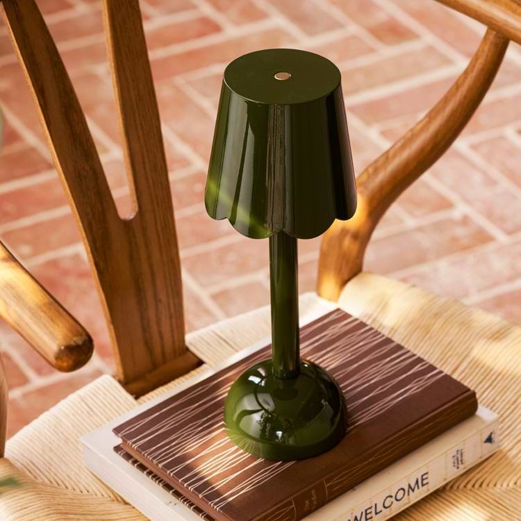 Khaki Green Scallop Rechargeable LED Lamp - Addison Ross Ltd UK
