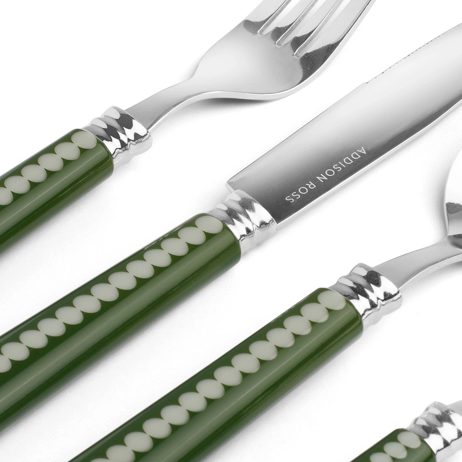 Khaki & Sage Bobbin Cutlery - 16-Piece Set - Addison Ross Ltd UK