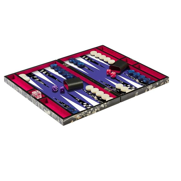 Lacquer Backgammon Set Black Chinoiserie - Addison Ross Ltd UK