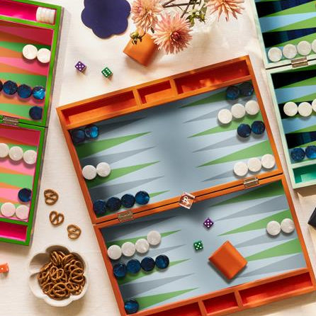 Lacquer Backgammon Set Orange Crocodile - Addison Ross Ltd UK