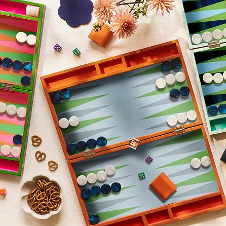 Lacquer Backgammon Set Orange Crocodile - Addison Ross Ltd UK