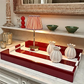Large Ottoman Burgundy Striped Tray - Addison Ross Ltd UK