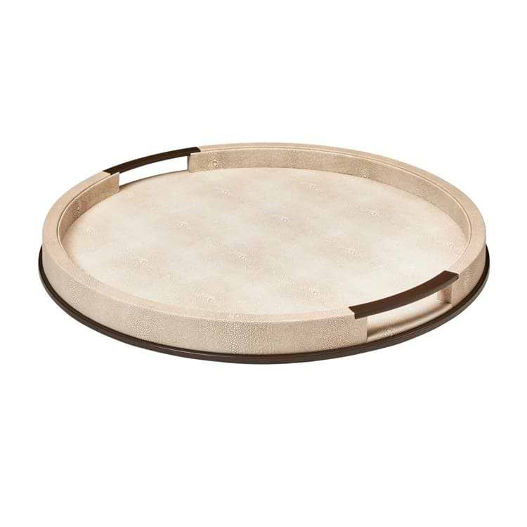 Large Round Ecru Shagreen Tray - Addison Ross Ltd UK