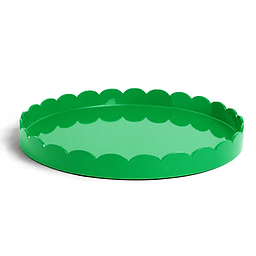Leaf Green Round Large Lacquered Scallop Tray