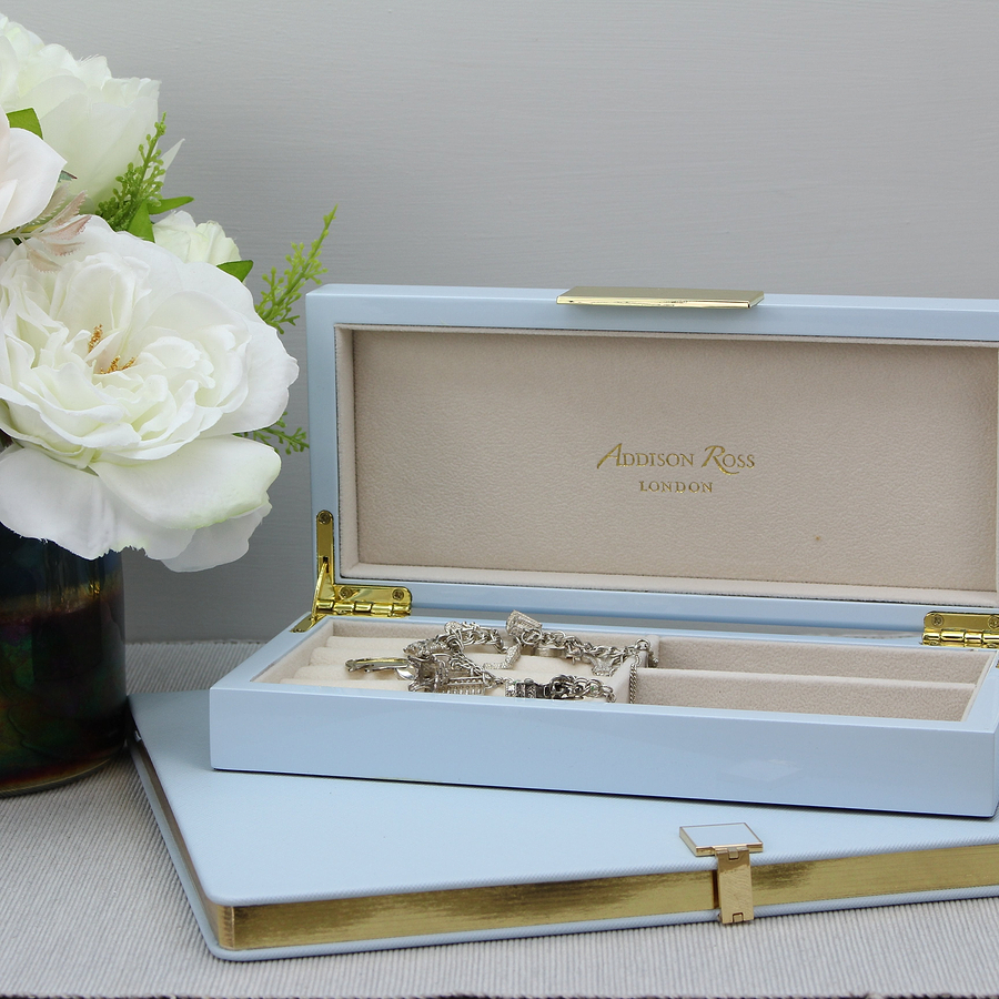 Light Blue Lacquer Box With Gold - Addison Ross Ltd UK