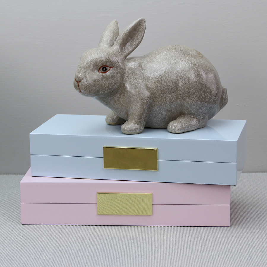 Light Blue Lacquer Box With Gold - Addison Ross Ltd UK