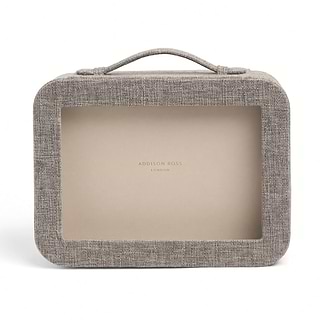 Mink Grasscloth & Cappuccino Suede Interior Mahjong Travel Case