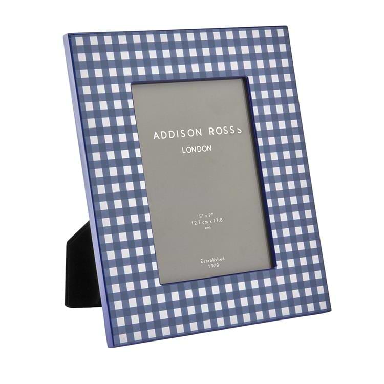 Navy Gingham Lacquer Photo Frame - Addison Ross Ltd UK