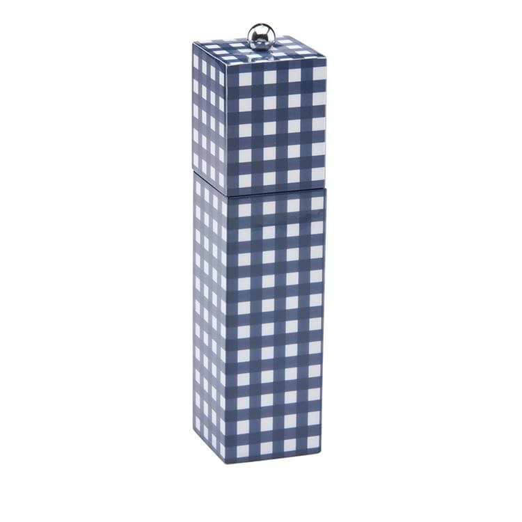 Navy Gingham Square Pillar Salt or Pepper Mill - Addison Ross Ltd UK