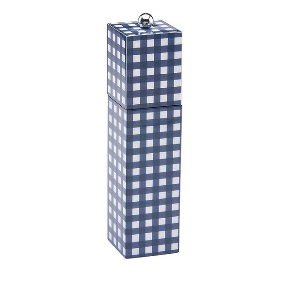 Navy Gingham Square Pillar Salt or Pepper Mill - Addison Ross Ltd UK
