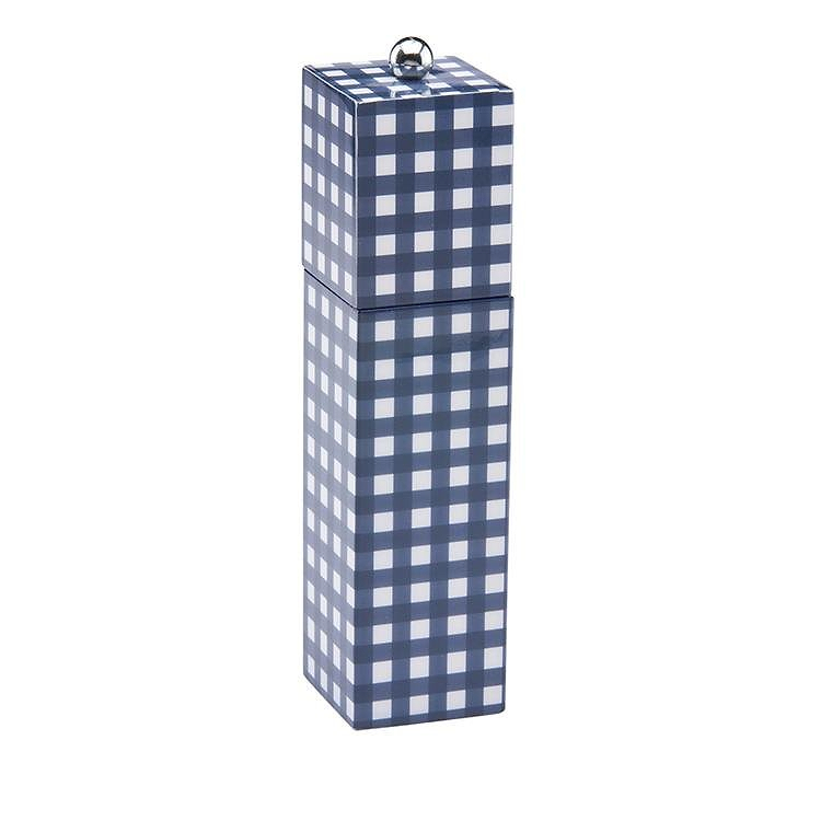 Navy Gingham Square Pillar Salt or Pepper Mill - Addison Ross Ltd UK