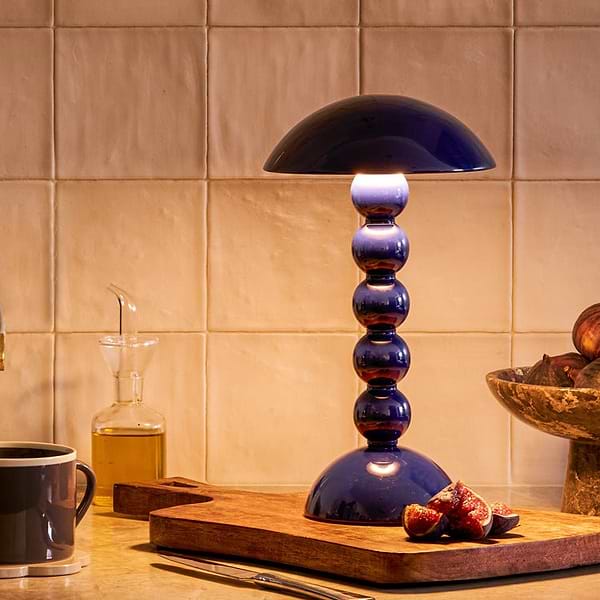 Navy Lacquer Rechargeable Bobbin LED Lamp - Addison Ross Ltd UK