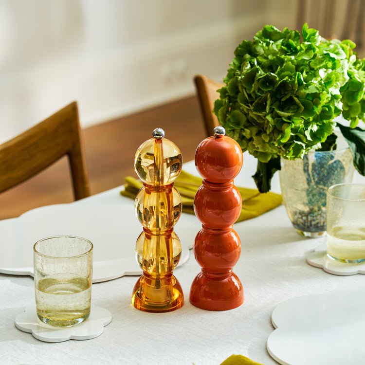Amber Icy and Orange Bobbin Salt & Pepper Mill Set