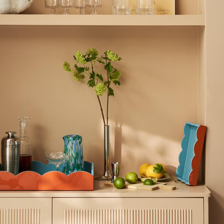 Orange & Chambray Lacquered Scallop Medium Two - Tone Tray - Addison Ross Ltd UK