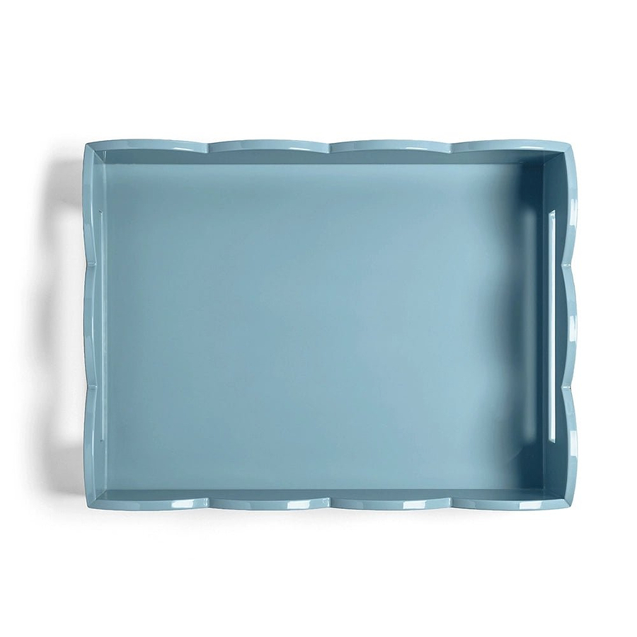 Orange & Chambray Lacquered Scallop Medium Two - Tone Tray - Addison Ross Ltd UK