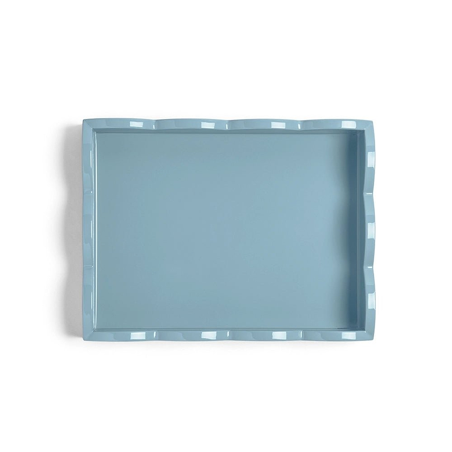 Orange & Chambray Lacquered Scallop Small Two - Tone Tray - Addison Ross Ltd UK