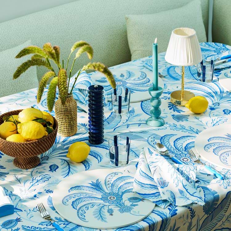 Palm Beach Blue Linen Tablecloth - Addison Ross Ltd UK