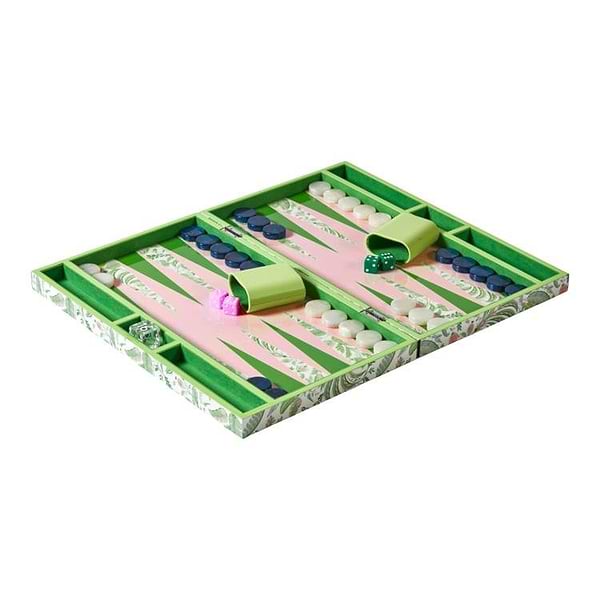 Palm Beach Green Lacquer Backgammon Set - Addison Ross Ltd UK